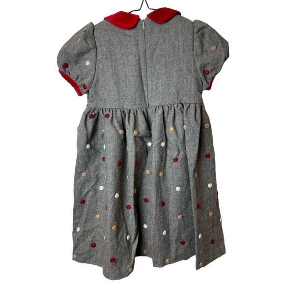 Clo Clo Gray Red Short Sleeve Wool Blend Dress Girls Size 4 - Picture 2 of 7